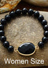 Boho Bracelet, Stretchy Bracelet, Blue Lapis Luzuli and Black Agate